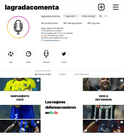 blog deportivo La Grada Comenta - Feed Instagram